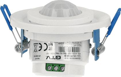 GTV czujnik ruchu CR-15 800W 220-240V 360 st. IP20 wpuszczany biały, 8m ± 2,2-4m współpracuje Z LED (CR-CR15000-00)