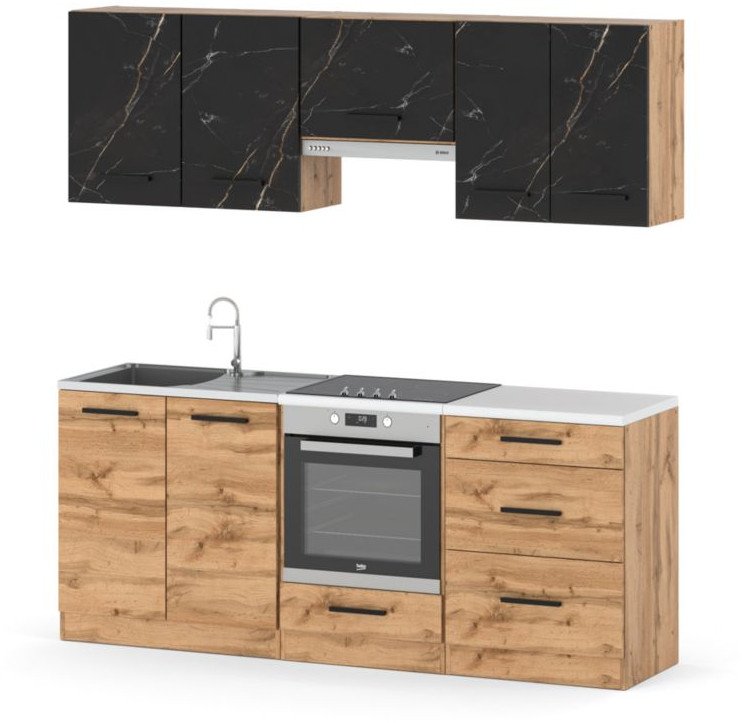 Kuchnia modułowa nowoczesna z blatem mały 2m wotan san sebastian wotan