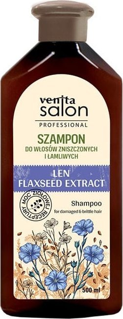 Venita VENITA Salon Professional Szampon z Lnem do włosów zniszczonych i łamliwych 500 ml