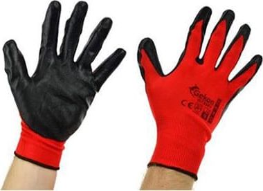 Geko Rękawice ochronne 10 czerwone Nitryl G73582