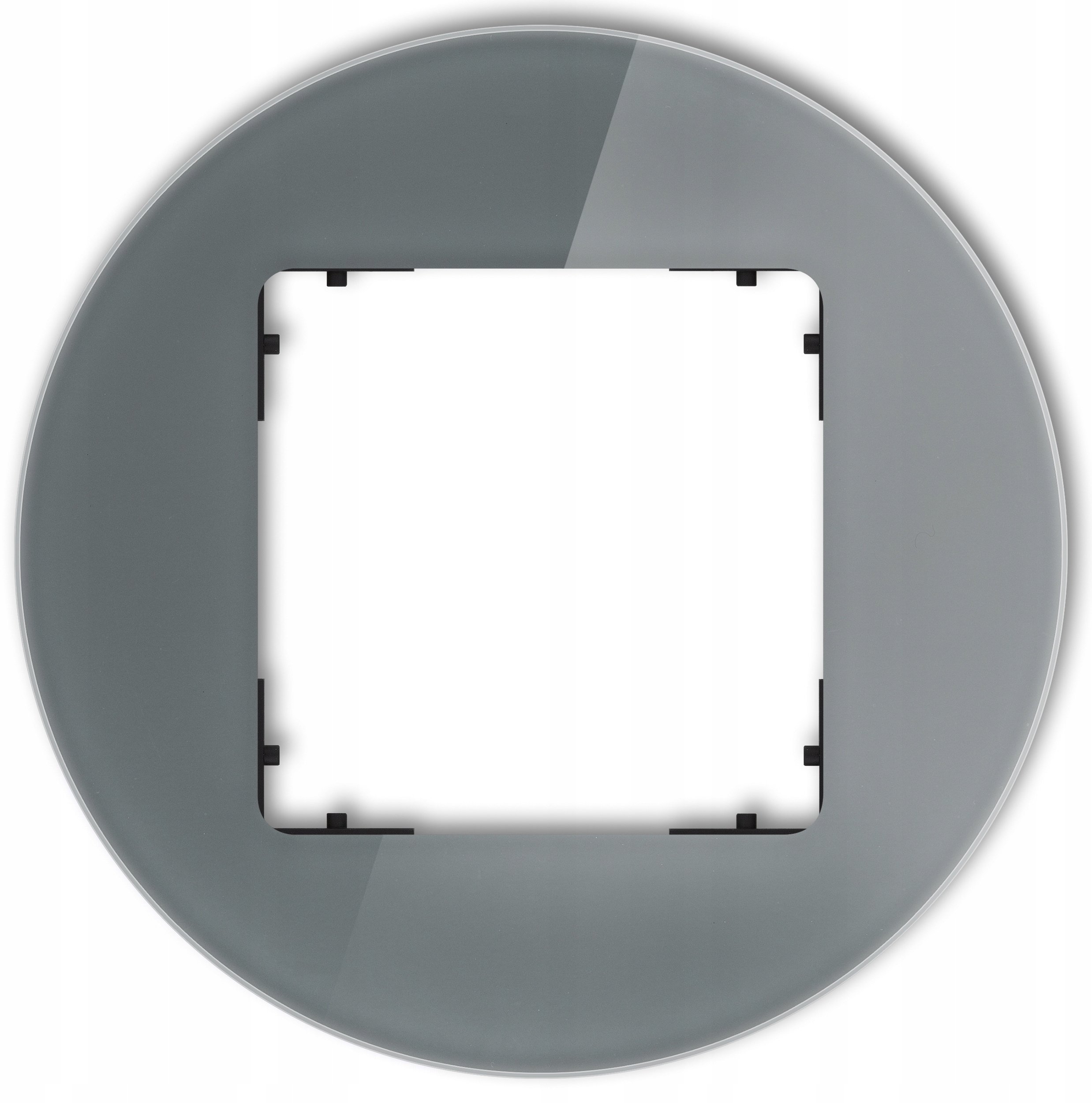 ICON Ramka uniwersalna pojedyncza okrągła - efekt szkła (ramka: grafitowa spód: czarny) 28-12-IRSO-1