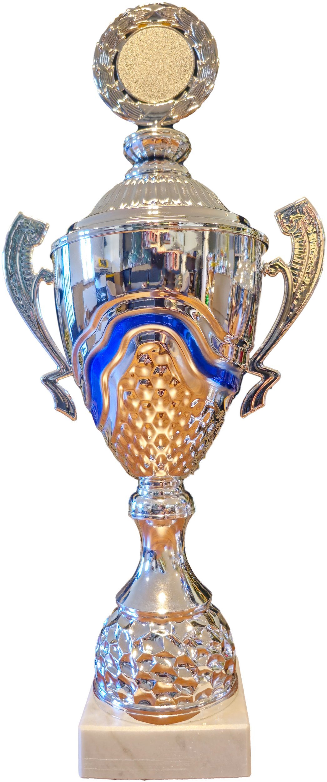 Victoria Sport Puchar metalowy srebrno - niebieski