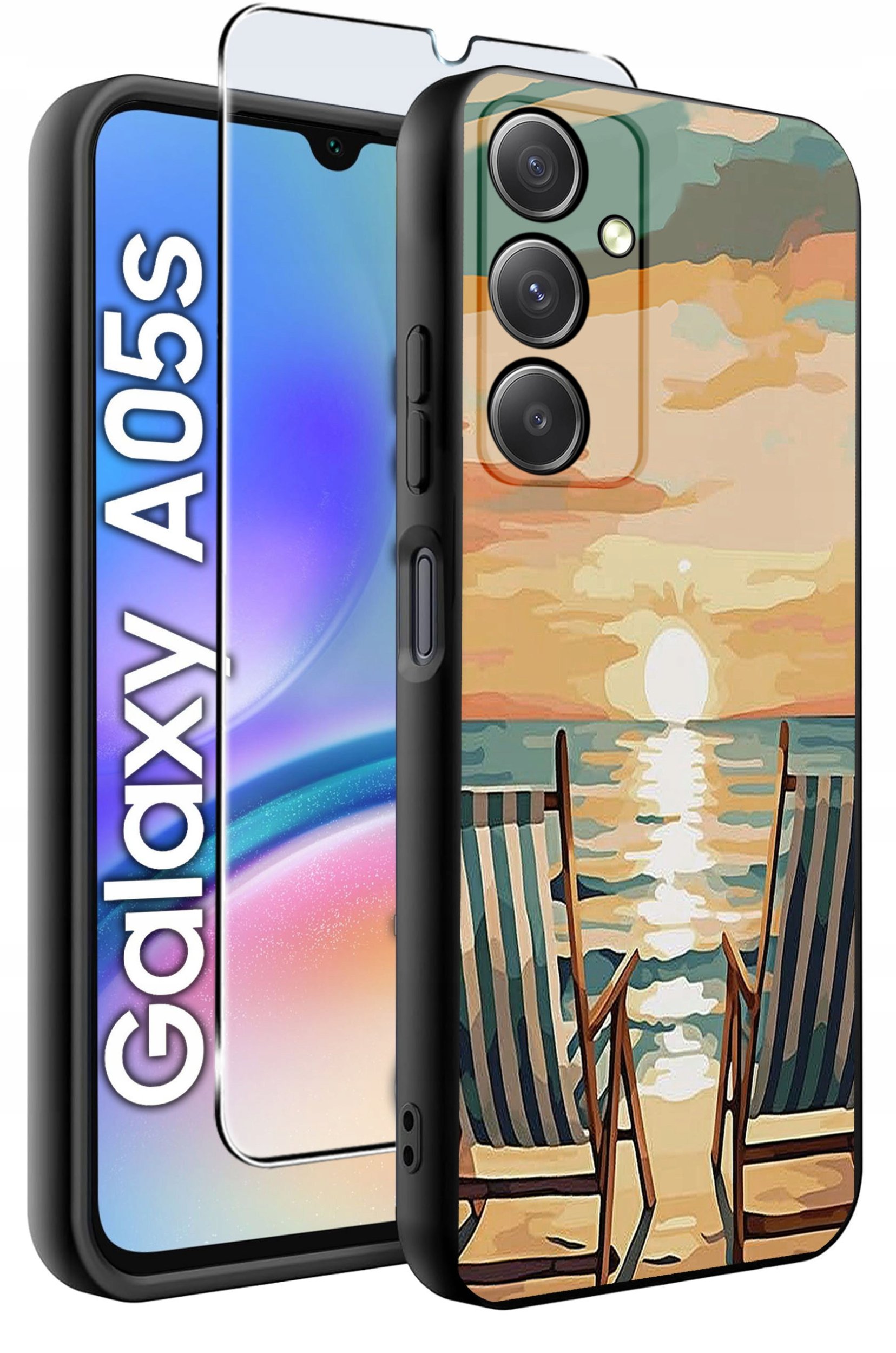 ETUI do Samsung A05s WZORY | SILIKONOWE MATT CASE + SZKŁO 9H