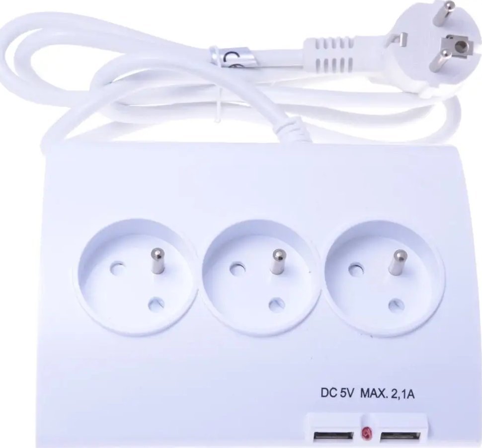 Listwa zasilająca PremiumCord PREMIUMCORD Prodlužovací přívod 230V 1,5m 5zásuvek+vypínač+2x USB 2A