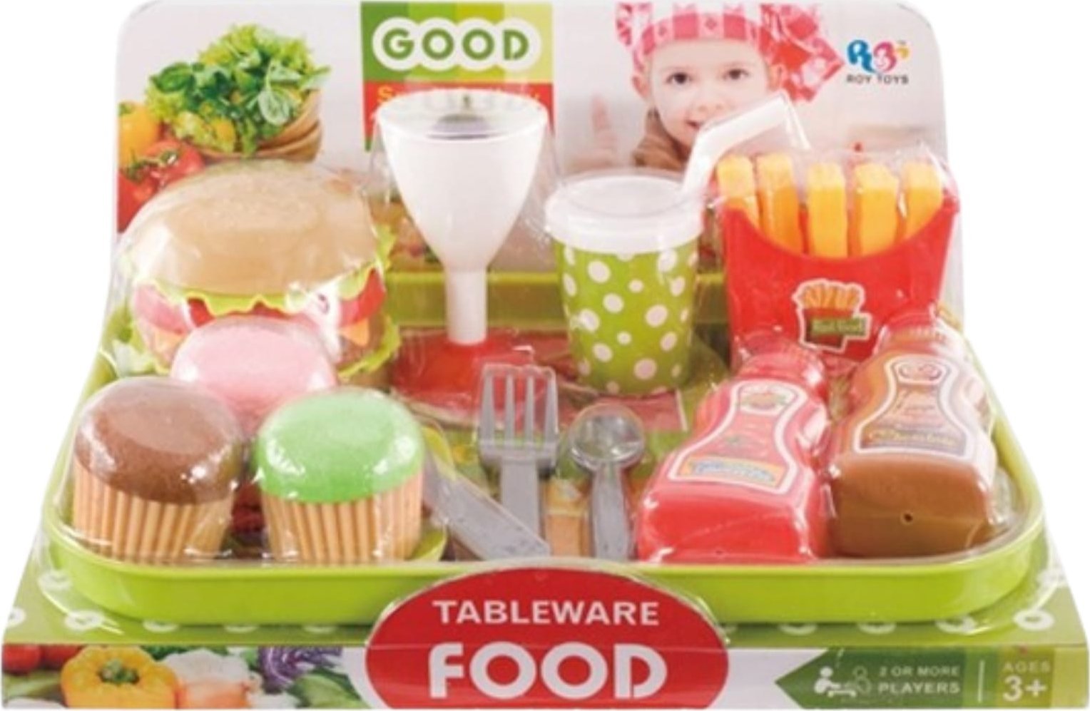 Zestaw Dla Dzieci Imitacje Jedzenia I Napojów Frytki Burger Napoje Babeczki