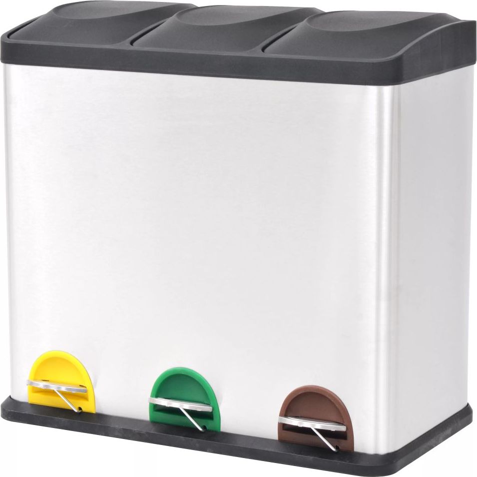 Kosz na śmieci vidaXL do segregacji na pedał srebrny (50602)