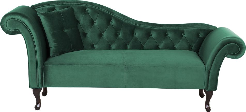 Beliani Szezlong welurowy lewostronny zielony LATTES