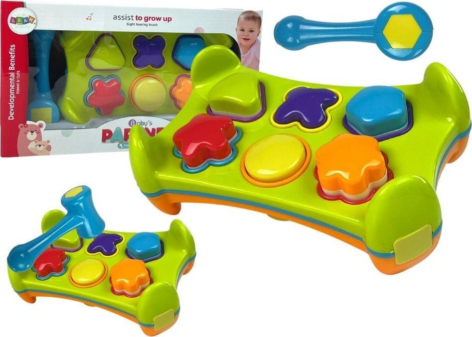 LeanToys Sorter Edukacyjny Dwustronny Wbijanka Młotkiem Klocki Kształty