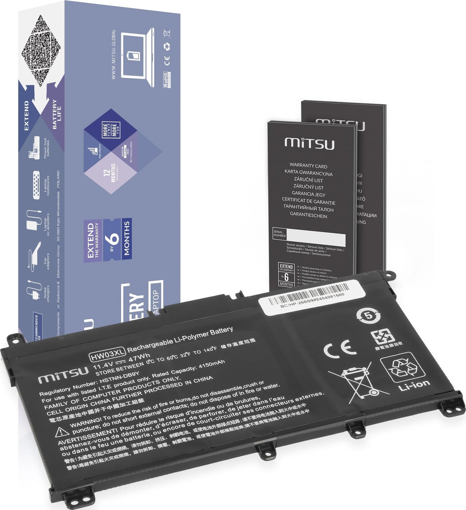 Bateria Mitsu Bateria Mitsu do HP 250 255 G9, 15-EH