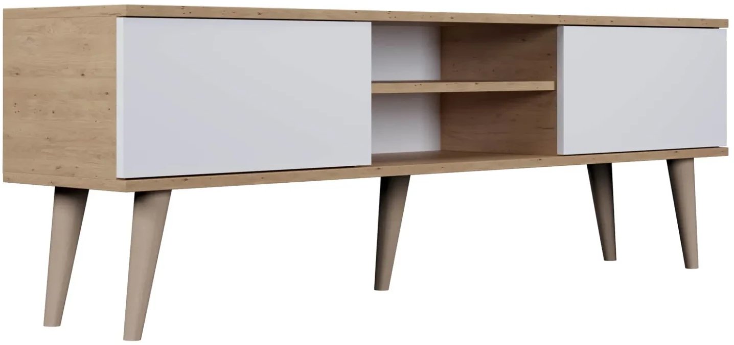 Szafka RTV TORONTO 160 dąb artisan/biała KOCOT MEBLE