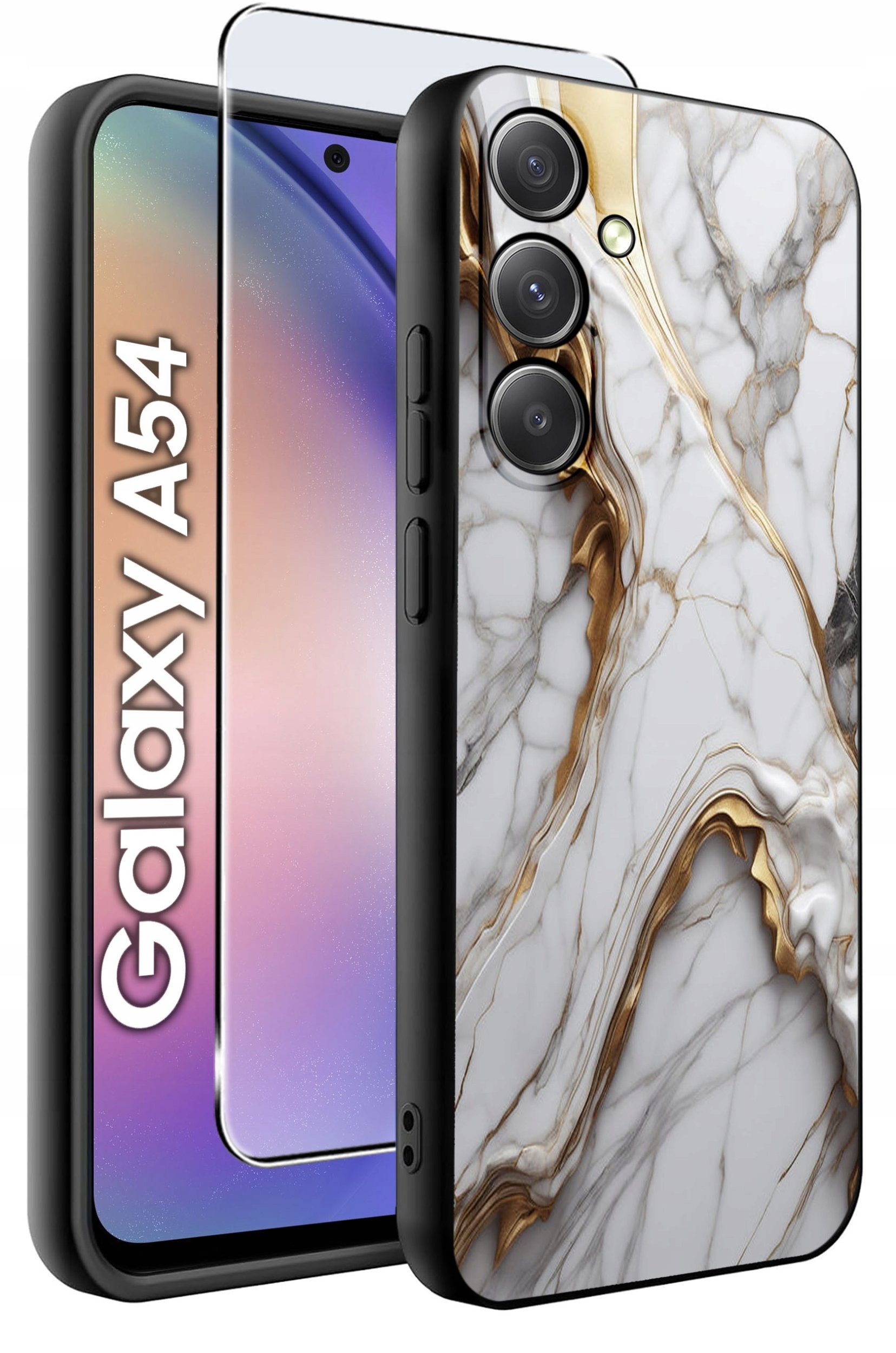 ETUI do Samsung A54 5G WZORY | SILIKONOWE MATT CASE + SZKŁO 9H