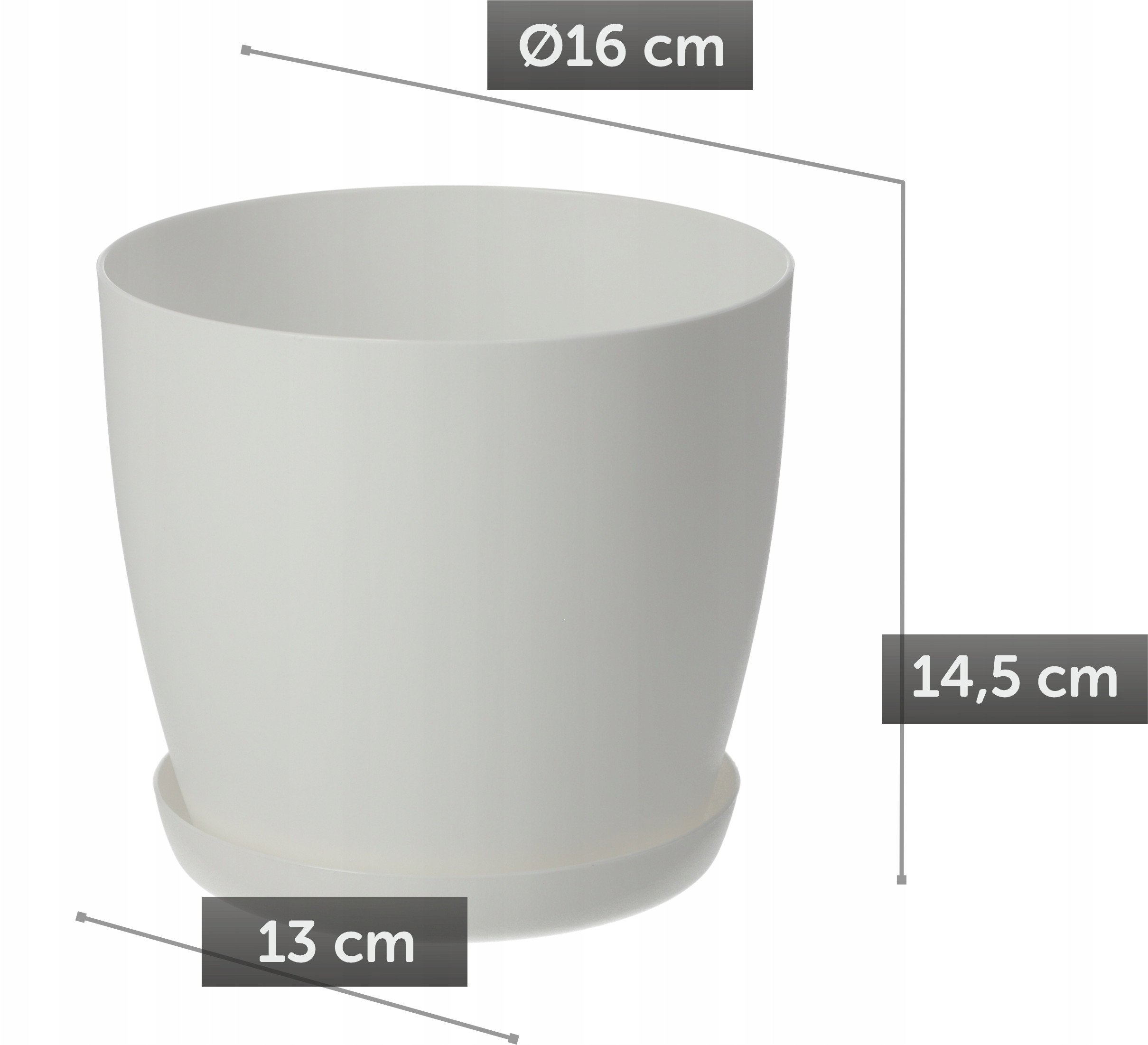 KADAX Doniczka Osłonka Donica 16cm Na Kwiaty Z Podstawką Biała Do Salonu