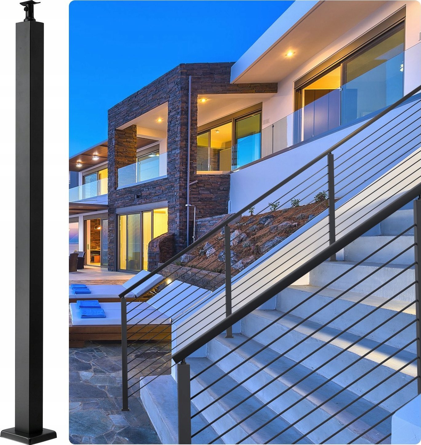 Słupek Poręczy Kablowej bez Otworów