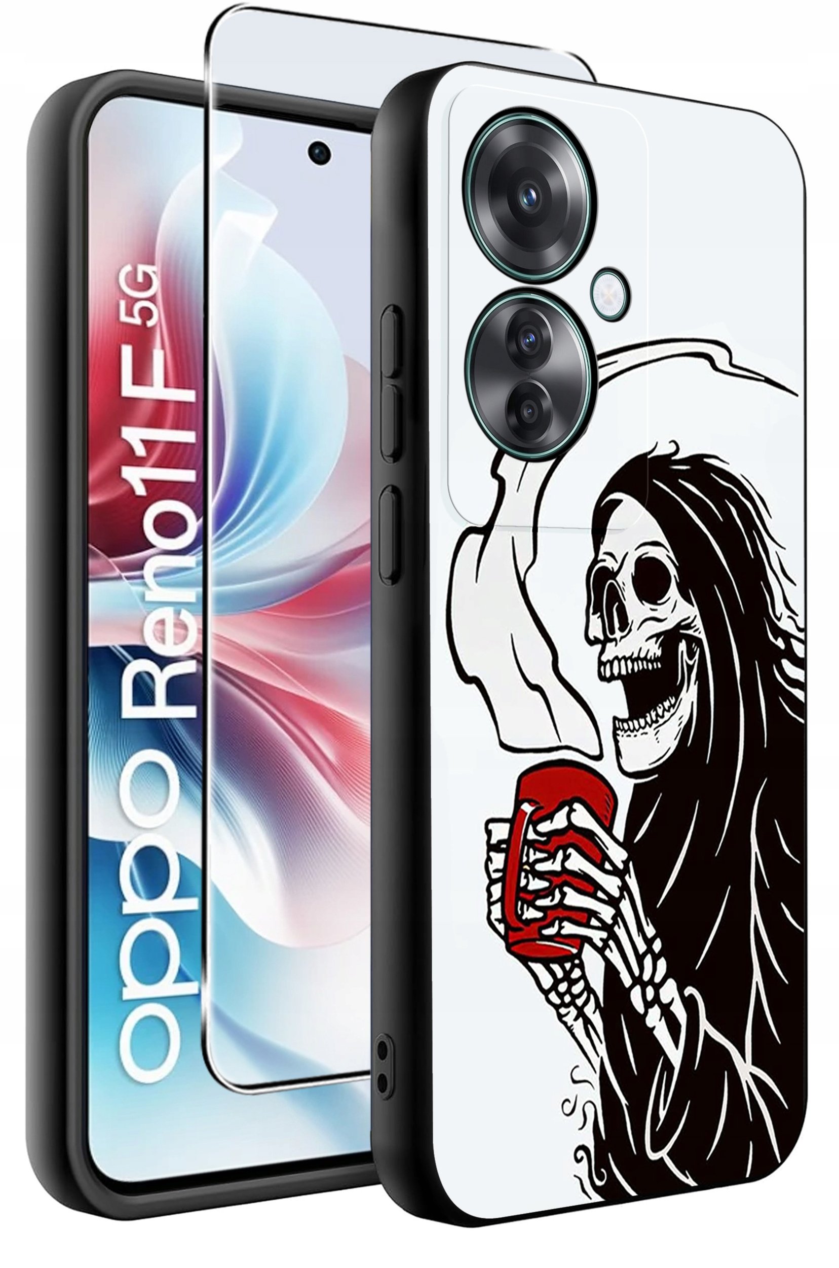 ETUI do Oppo Reno11 F 5G WZORY | SILIKONOWE MATT CASE + SZKŁO HARTOWANE 9H