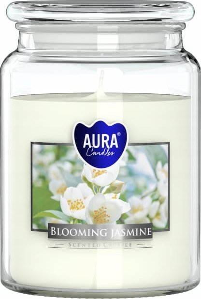 Świeca zapachowa w słoiku Kwitnący jaśmin 14x9,8cm do 100h palenia