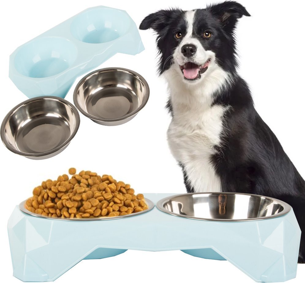 Verk Miska podwójna dla psa kota metalowa 350ml x 2 Miska podwójna dla psa kota metalowa 350ml x 2