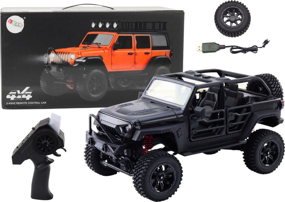 LeanToys Auto Terenowe Zdalnie Sterowane RC 2.4G Napęd 4x4 Czarny