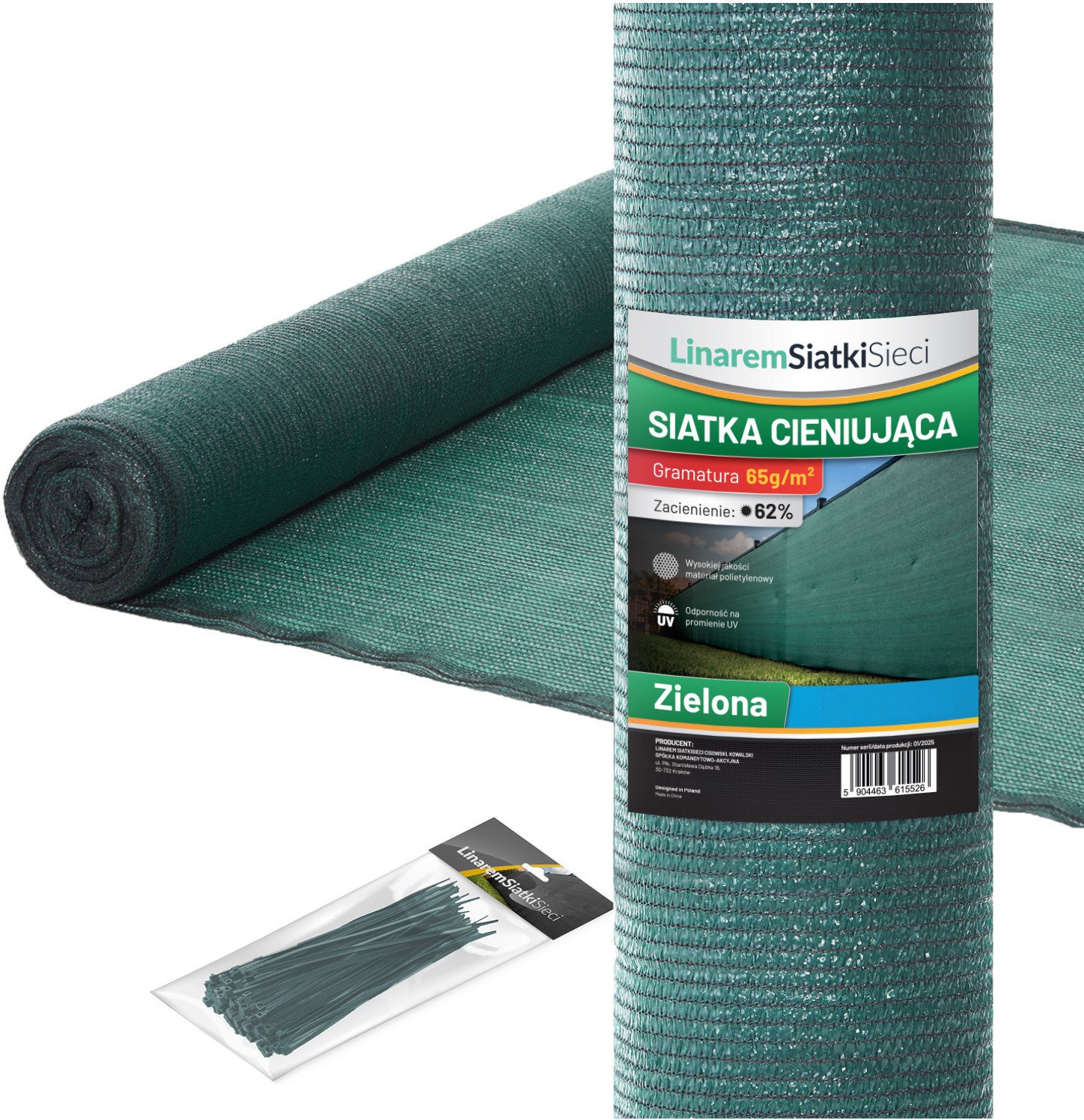 SIATKA CIENIUJĄCA 62% MASKUJĄCA 1,5x10m OSŁONA NA PŁOT OGRODZENIE ZIELONA +UV