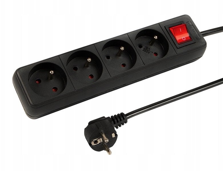 98-768# Przedłużacz sieciowy pr-470wsp 4-gniazda z uziemieniem+wyłącznik 5m czarny 3x1,5mm