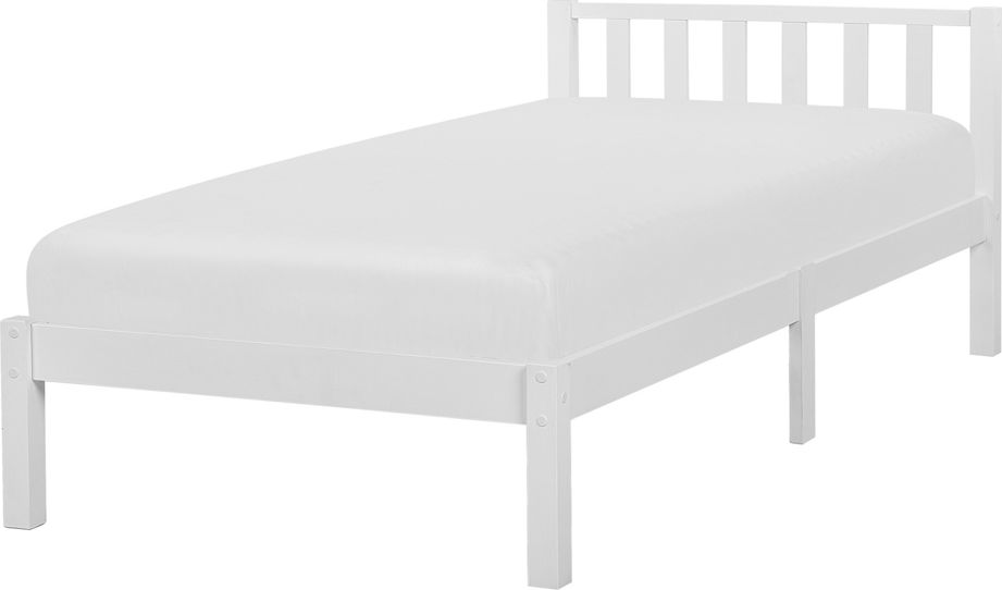 Beliani Łóżko drewniane 90 x 200 cm białe FLORAC