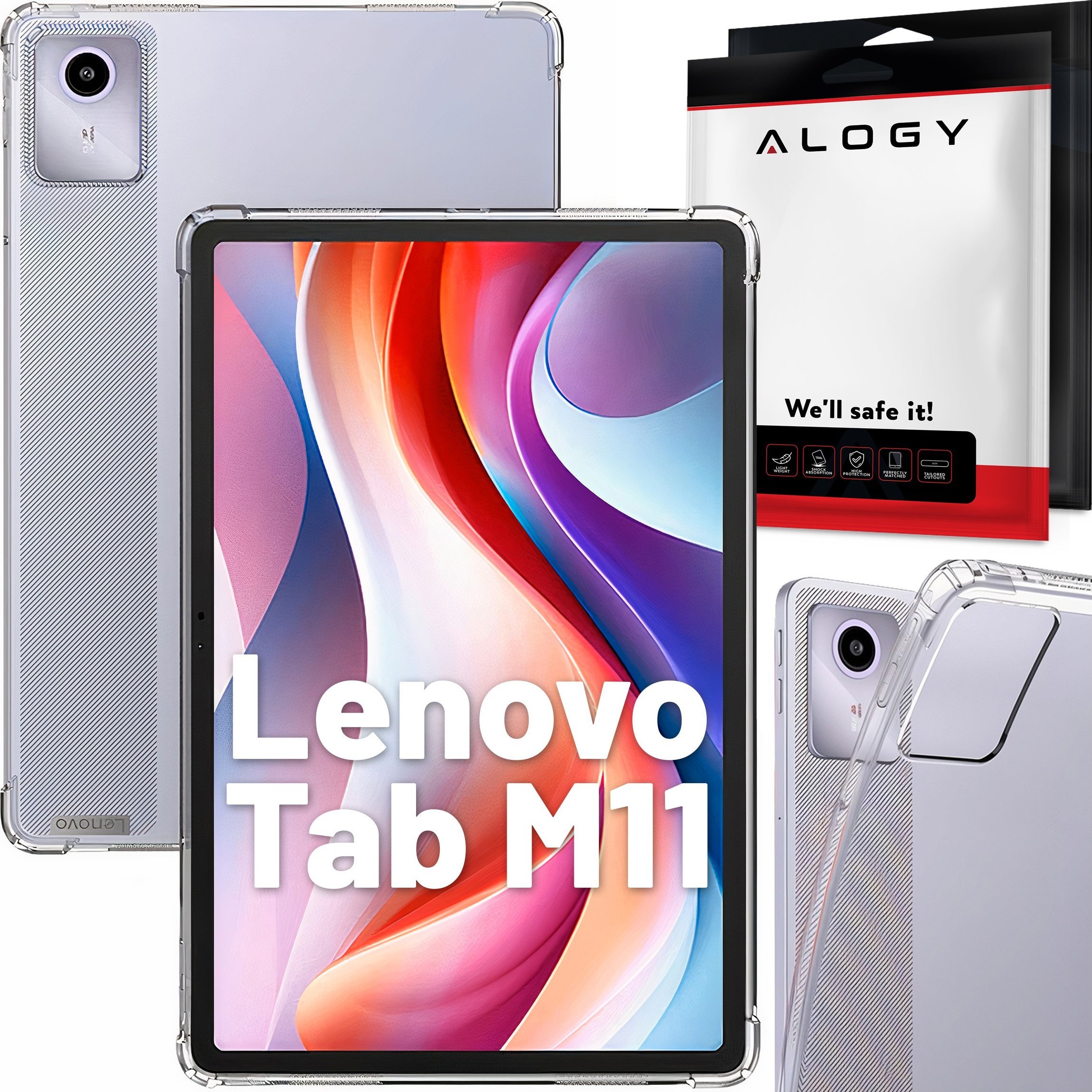 Etui na tablet Alogy Etui Alogy Shockproof do Lenovo Tab M11 10.95" TB330FU / TB330XU / TB331FC obudowa pokrowiec Przezroczysty