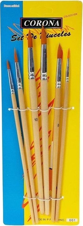 Zestaw 6 pędzelków do malowania farbami