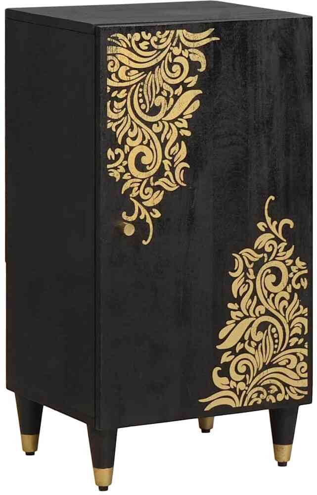 vidaXL Bufet z półką i drzwiami czarny 40 x 33 x 75 cm drewno mango