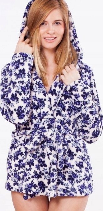 Key KEY szlafrok damski z kapturem miękki krótki L/XL