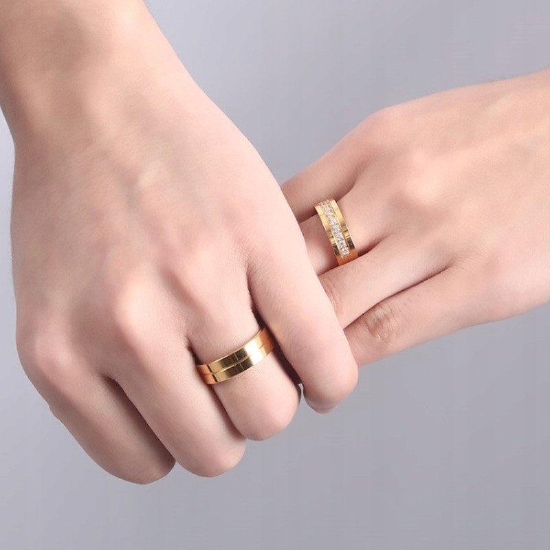 ZŁOTY PIERŚCIONEK OBRĄCZKA ŚLUBNA STAL 316L r.22