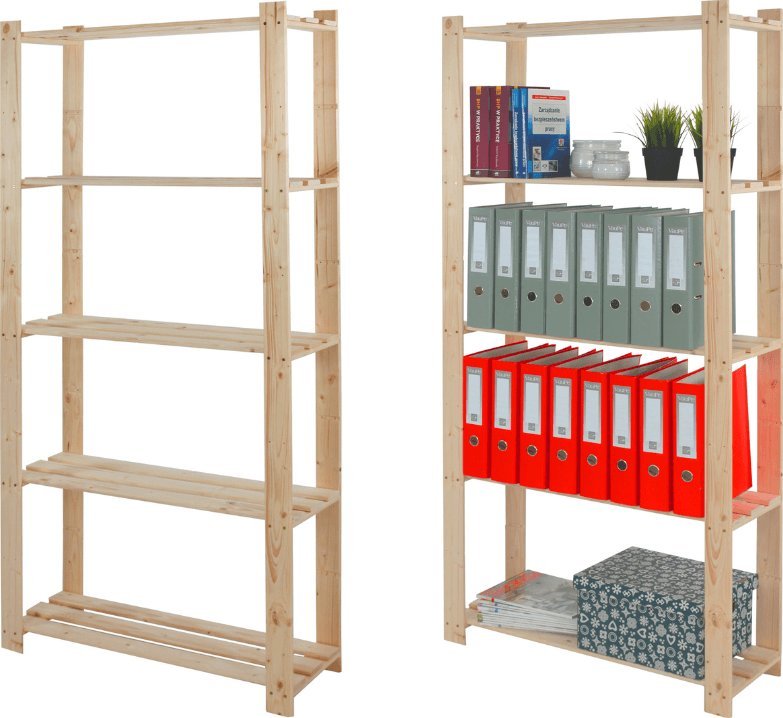 Wamar-Sosenka Regał na książki drewniany B18R 170x80x28 5 półek Naturalny