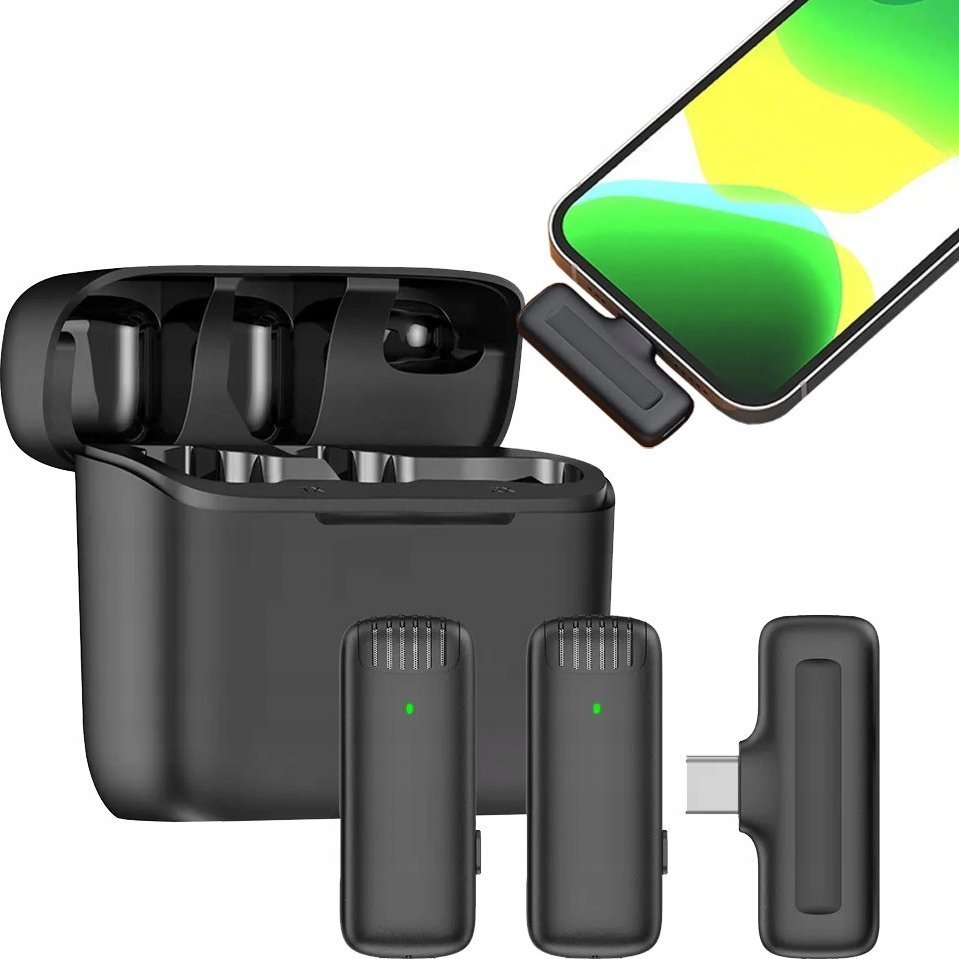 Mikrofon Spreest BEZPRZEWODOWY MIKROFON KRAWATOWY USB C DLA ANDROID IOS STREAMING LIVE VLOG