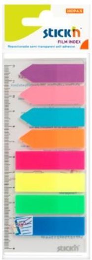 Stickn Zakładki indeks. samoprz. mix 8 kol. z linijką (155309)