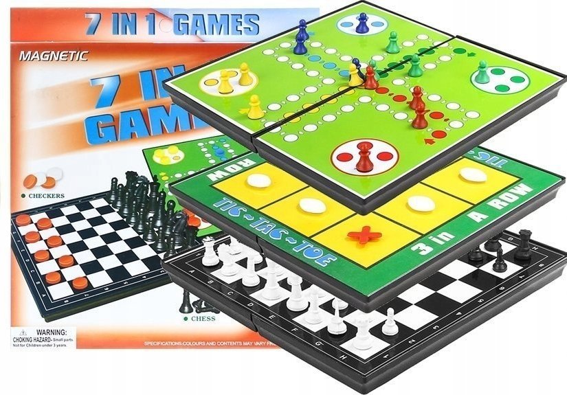 LeanToys Gry 7w1 Zestaw Gier Planszowych Ludo Warcaby LEAN TOYS