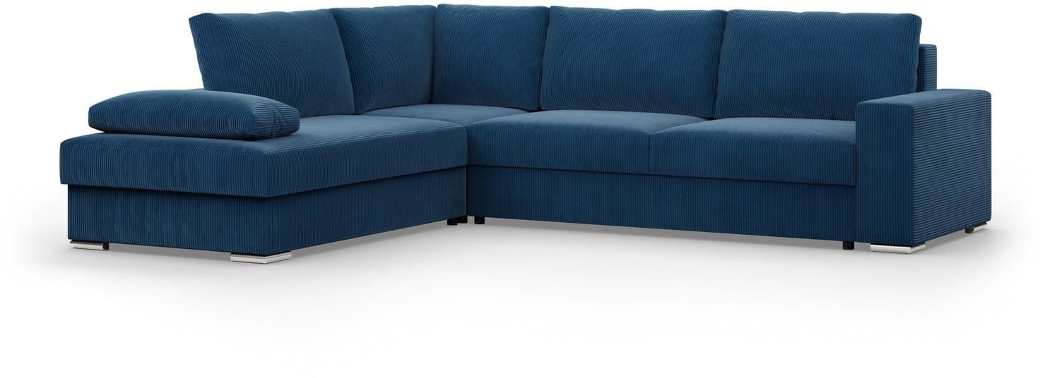 Duży narożnik, Momento, lewy, sztruks, 287x231x86 cm, granatowy | TYLETEGOTU