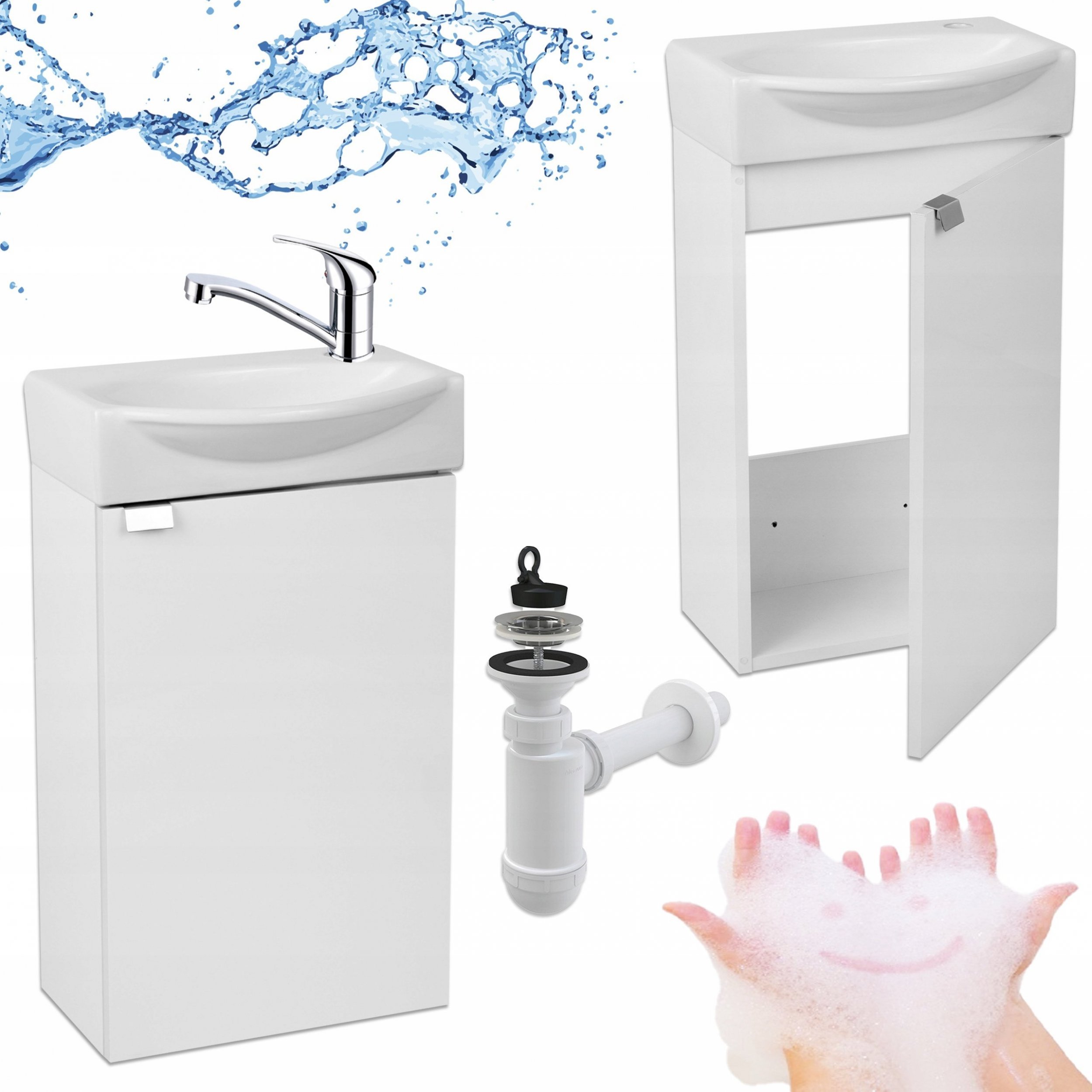 Stamar Szafka Łazienkowa z Umywalką 40 x 33 Kampo + Bateria Obrotowa Chrom Syfon