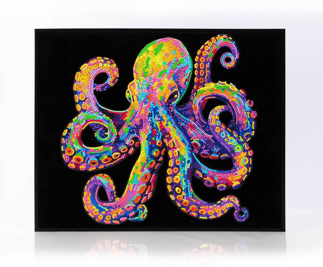 DIAMOND DOTZ ADULTS FLOCKED NEON OCTOPUS