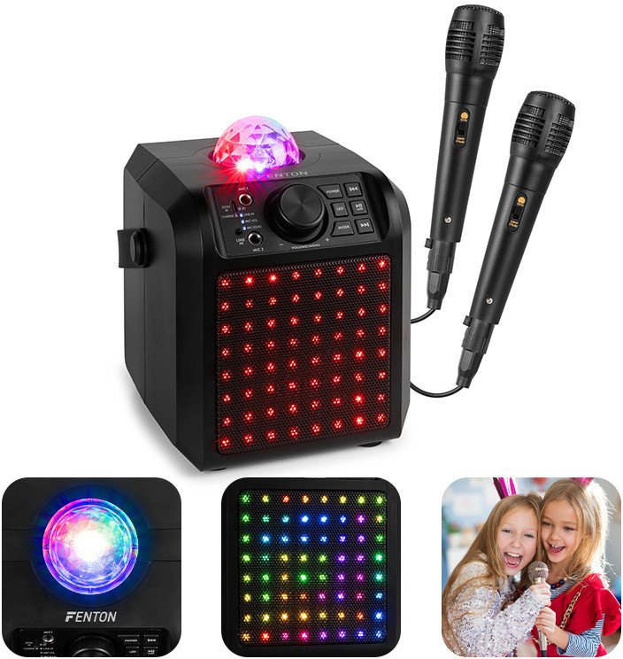 Głośnik Karaoke z półkulą LED mikrofony KAR55B Fenton Czarny one size