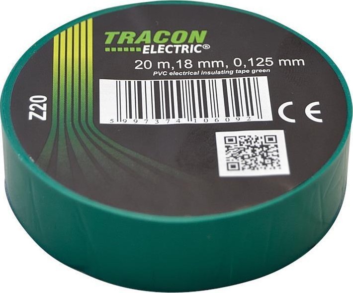 Tracon Electric Taśma izolacyjna 20mx18mm zielony