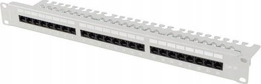 Patch panel Lanberg 24 port 1U 19" Kat.5e UTP z organizerem kablowym szary