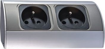 Orno Gniazdo meblowe podwójne z/u 16A IP20 aluminium/ tworzywo OR-AE-1303