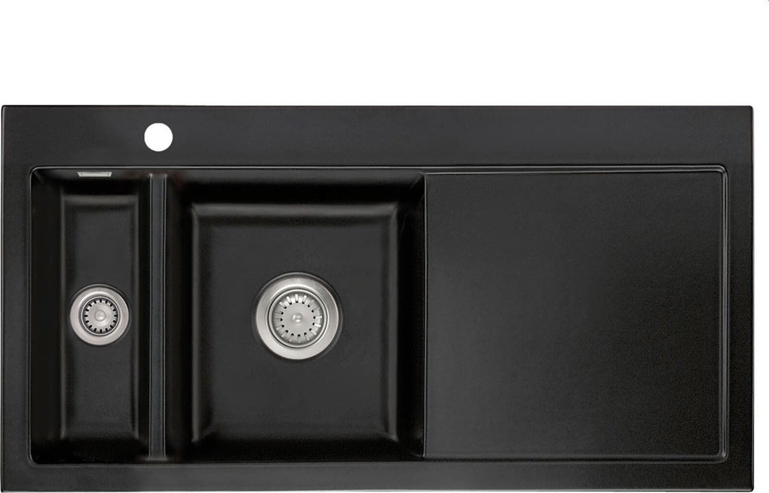 Zlewozmywak SYSTEMCERAM Systemceram Mera 100 Nigra, Zlewozmywak ceramiczny, korek manualny, lewa komora