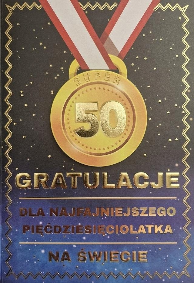 Yeku Karnet Urodziny 50 medal męskie