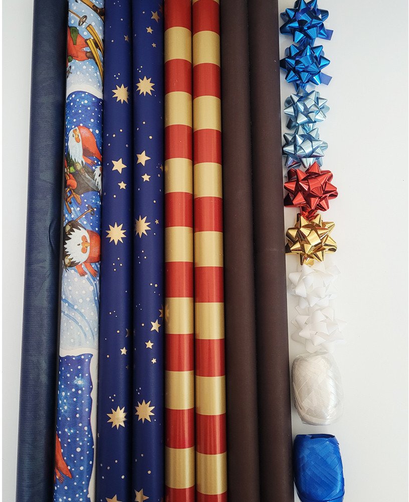 Zestaw do pakowania prezentów 57cmx2m 8szt ZST42