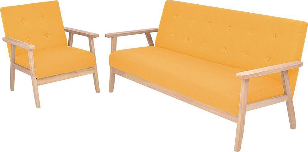 Elior Tapicerowany zestaw wypoczynkowy Edris 2X - Żółty