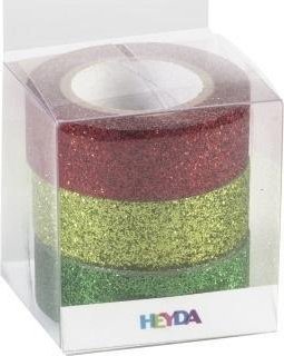 Tasiemki brokatowe zielone i czerwone 3szt