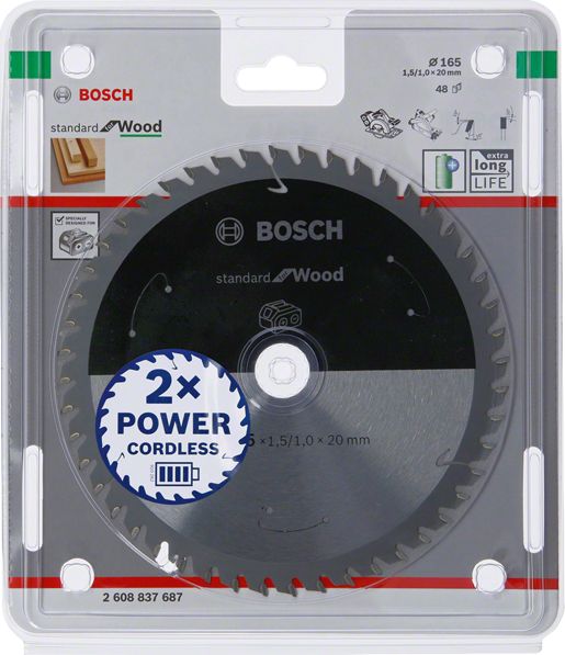 Bosch BOSCH PIŁA STANDARD WOOD ACCU 165x20x48z B2608837687