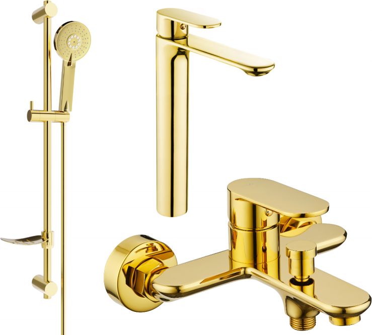 Mexen Mexen Milo DF40 zestaw wannowy, złoty - 71313DF40-50