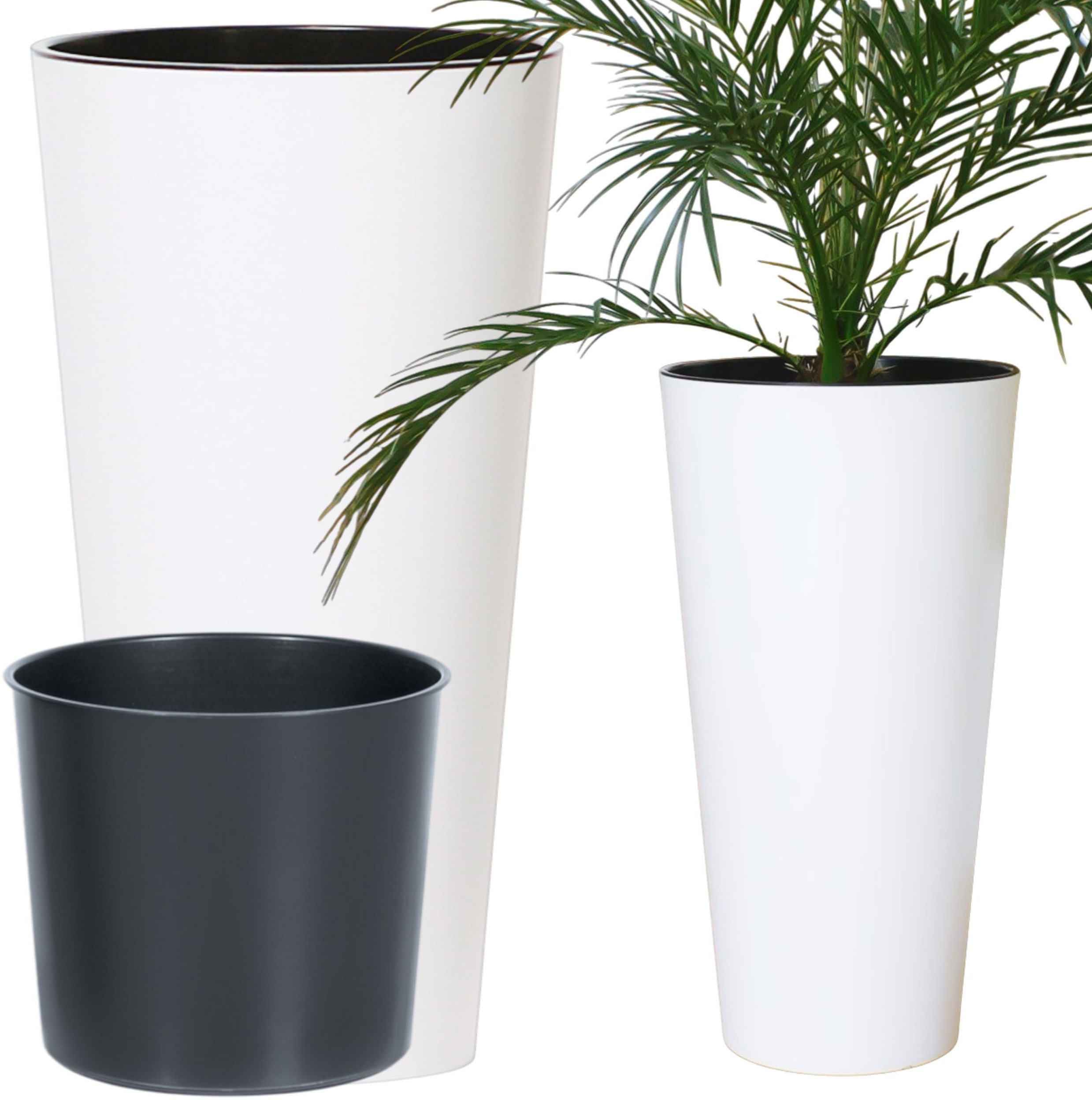 Doniczka okrągła matowa 25cm z wkładem Donica + wkład dystansowy