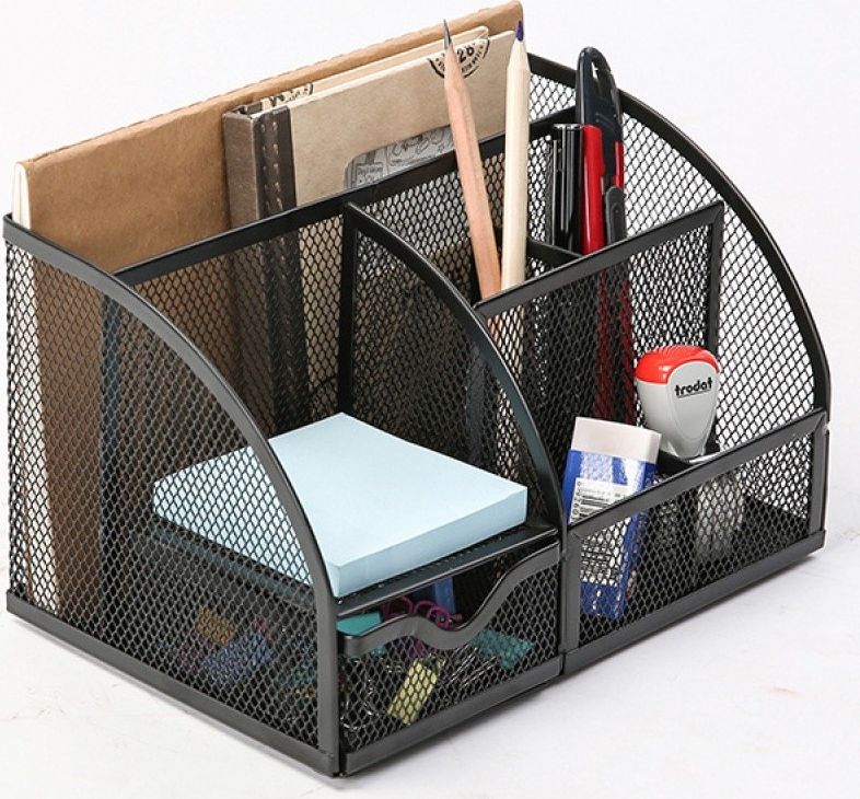 Q-Connect Przybornik na biurko Q-CONNECT Office Set, metalowy, z miejscem na listy, czarny