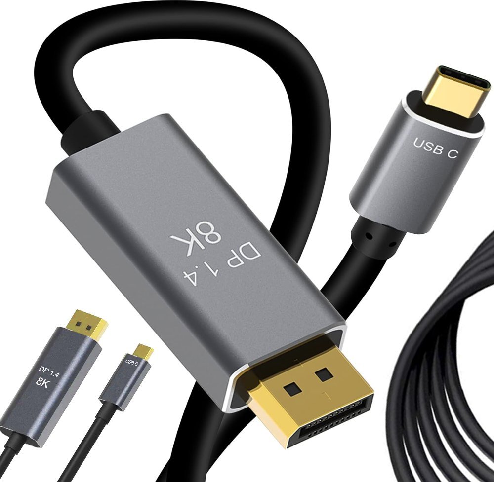 Kabel Verk Kabel przewód displayport usb typ-c 1.4 video audio usb-c 8k 4k 2k 1,8m Kabel przewód displayport usb typ-c 1.4 video audio usb-c 8k 4k 2k